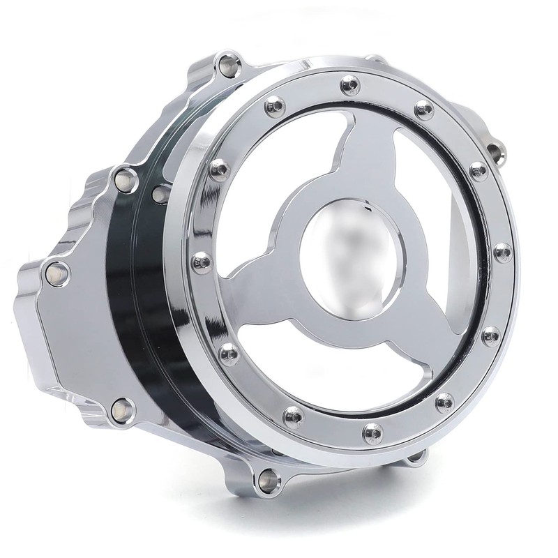 HTTMT- Chrome CNC See Through Left Engine Stator Cover Crankcase