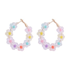 Daisy Flower Earrings for Women Colorful Flower Huggie Hoop Earrings Trendy Hoop Earrings Dainty Huggie Daisy Earrings Flower Jewelry Gifts for women