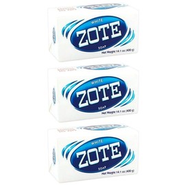 (PACK OF 3 BARS) Zote WHITE Laundry Bar Soap, with Even MORE Whitening Power & Satin Remover. Light Fresh Scent! Safe for delicate clothes! (3 Bars, 14.1oz Each Bar)