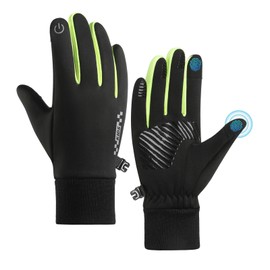 Long Keeper Kids Cycling Gloves Non-Slip Cycling Gloves for Boys Girls Touchscreen Warm Winter Sports Gloves Kids Bicycle Climbing Football (Green-S, S-(Hand Circumference: 14-16cm))