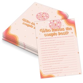 Disco Ball Who Knows The Couple Best Game for 30 Guests with Game Cards, The Last Disco Bridal Shower Game, Boho Bridal Shower Decorations, Wedding Shower or Bachelorette Party Supplies - 04
