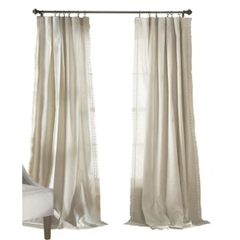 Lush Decor Rosalie Light Filtering Window Curtain Panels, Pair, 54" W x 108" L, Ivory - Lace Curtains for Living Room - Vintage - Cottage Core Decor