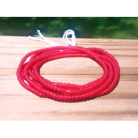 Frosted Glass Waist Beads, 42-Inch Tie-On Strand, 9 Rainbow Colors (Red)