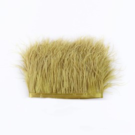Anevous 2 m Feathers Fringe Trim, Ostrich Feathers Trim, Fringe with Satin Ribbon Fringe, Fluffy Plumage Plush Feather for DIY Sewing Craft Fashion Dress, Christmas Costumes Decoration, Dark Yellow