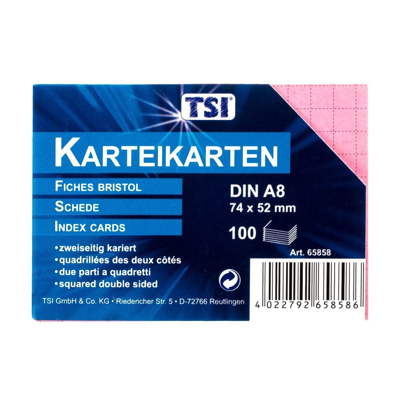 TSI Index Cards Assorted Colours Pack of 100 Squared Size
