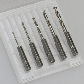 GodHand GH-DBQ-5B Quick Drill Bit (B), 5-Piece Set (0.04/0.06/0.1/0.1/0.1/0.12/0.1/0.12 inches (1.0/1.5/2.0/2.5/3.0 mm)), Hexagonal Shaft Dedicated Drill, Tool for Plastic Models, Yellow