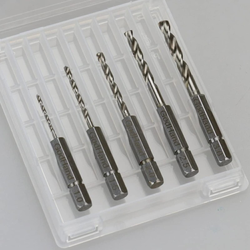 GodHand GH-DBQ-5B Quick Drill Bit (B), 5-Piece Set (0.04/0.06/0.1/0.1/0.1/0.12/0.1/0.12 inches