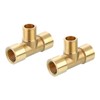 sourcing map Brass Tee Pipe Fitting, 1/4" x 1/4" x