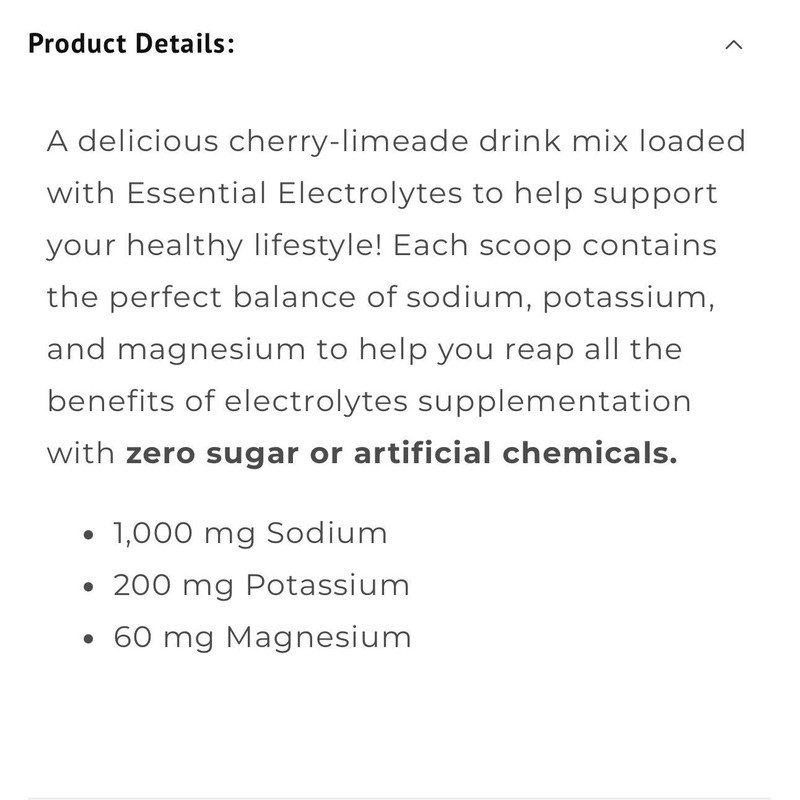 Clovis Essential Electrolytes HYDRATION DRINK MIX Cherry Limeade 3 Pack