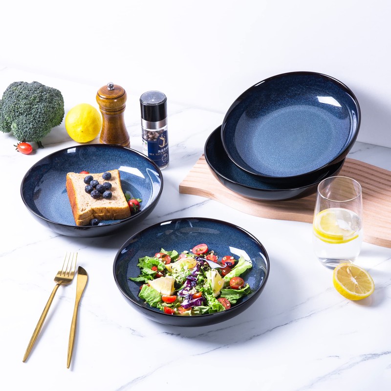 LERATIO Large Pasta Bowls,38oz Ceramic Pasta Bowls,9.0" Reactive Glaze Pasta