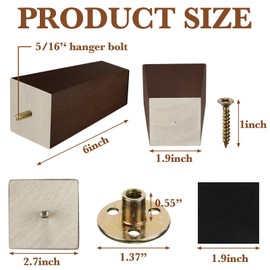 Hoteam Set of 8 Wood Furniture Legs Square Sofa Couch Chair Mid Century Modern Dresser Wooden Table Replacement Legs Sofa Replacement Parts for DIY Projects Home Living Room(Brown,6 Inch)