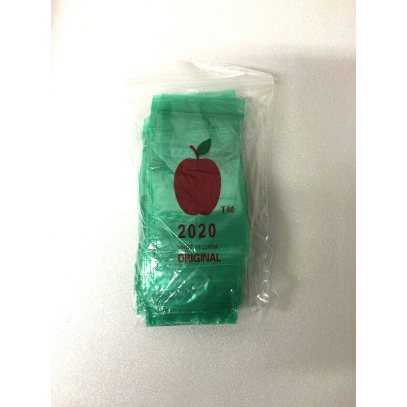 2"X2" (2020) Green Color Apple Brand Bags Mini ZipLock Baggies,