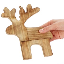 com-four® 2-Piece Wooden Hanging Decoration Set - Decoration for Hanging in Elk Shape and Christmas Tree Shape - Christmas Wall Decoration (02 Pieces - Reindeer. Christmas Tree)