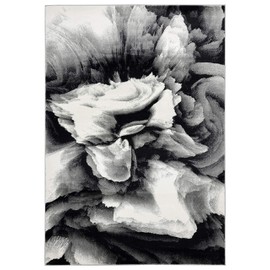 Abani Rugs Modern 5'3"x7'6" Black & White Floral Swirl Area Rug - Contemporary Geometric 3D Rug, Arto Collection