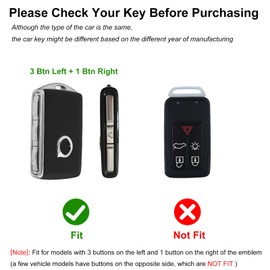 Aoocar Leather Key Fob Cover, Compatible with Volvo XC90, XC60, XC40, S60, S90, V90, Compatible with Polestar 1/2/3 etc, No Screw Design Key Holder Protector, Blue