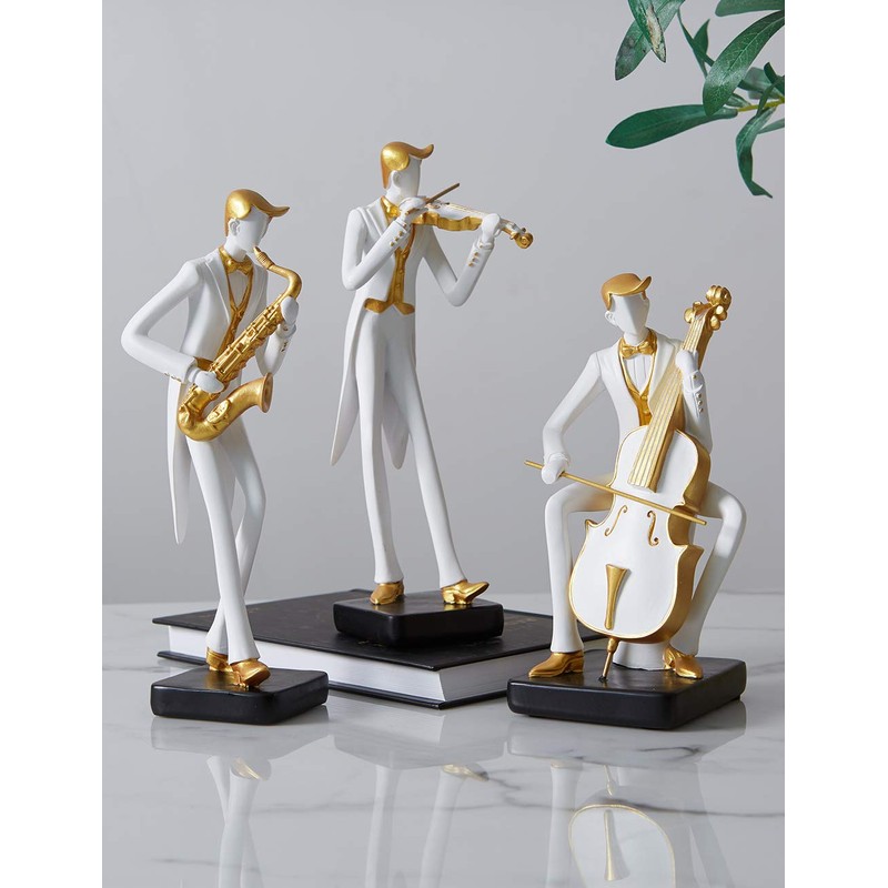 HAUCOZE Music Decor Figurine Saxophone Statue Modern Sculpture Home Gifts