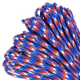 Outdoor Paracord Planet Mil-Spec Commercial Grade 550lb Type III Nylon Paracord, Red White Blue Camo, 25 feet