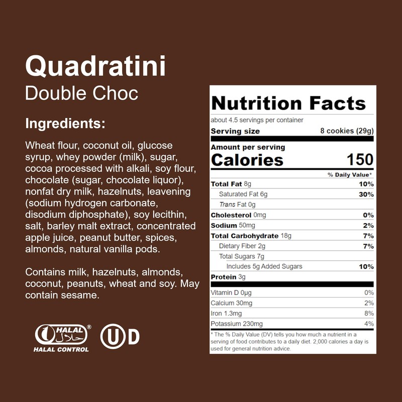 Loacker Quadratini Double Choc Wafer Cookies LARGE - 30% Less