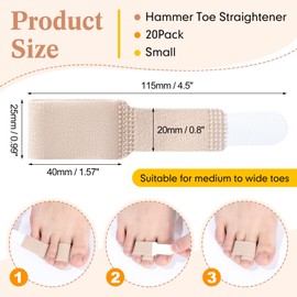BBTO 20 Pack Reusable Buddy Wraps for Broken Toe Protector Support Hammertoe Corrector for Women and Men Hammer Toe Splint Tapes Straps for Straightening Overlapping Curled Crooked Align Hallux Valgus