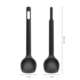 Fiskars Practical salad servers, can be used as a spoon or put together as tongs, length: 29 cm, plastic, functional shape, black, 1014434