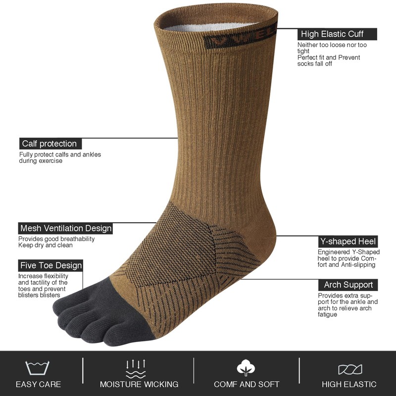 VWELL Toe Socks Cotton Athletic Running Five Finger Socks 3