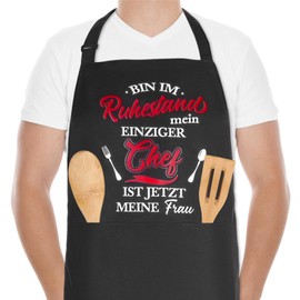 Livdouyu Retirement Gift for Retirees Apron, Funny Cooking Apron for Men, Retirement Gift for Men, Retirement Gift, Farewell Gift - Ich bin im Rhuestand, mein eiziger Chef ist jetzt meine Frau, black