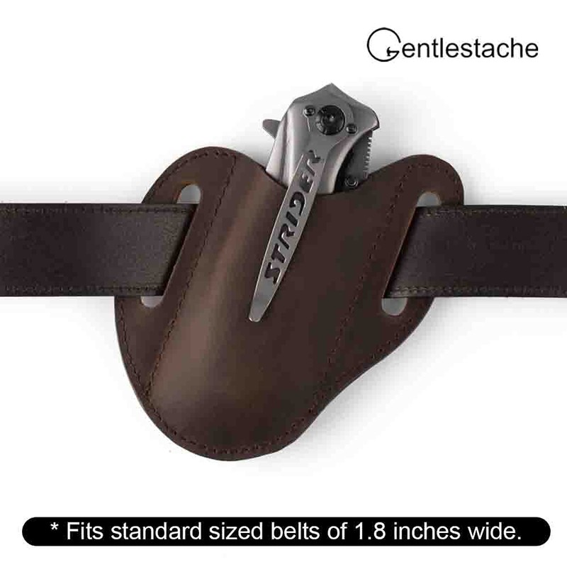 Gentlestache Leather Knife Sheaths for Belt, Pocket Knife Holder, EDC