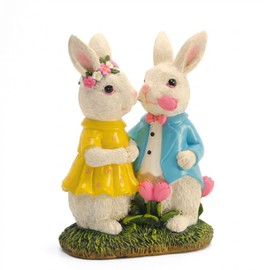 Easter Decorations Outdoor with Solar Lights, 8'' Lighted Easter Bunny Decor, Spring Easter Decor for Entryway Planter Mantel Tabletop Ideal Easter Gifts