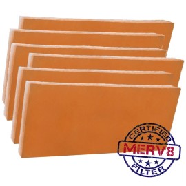 Air One `supply Pack of 6 - MERV8 Filter Pads Orange / White 10.5" x 21.75" x 1"