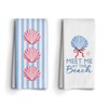 Coastal Preppy Beach Seashell Kitchen Dish Towels Dishcloth 16x24 Inches,
