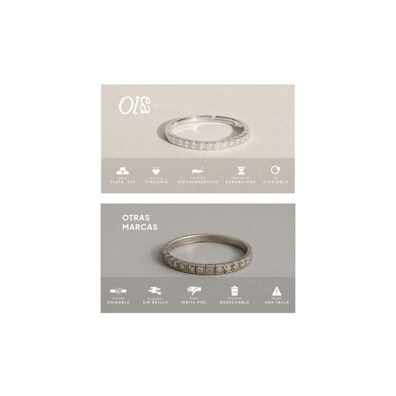 OLEA Anillo Ajustable de Promesa o Compromiso, Churumbela Plata 925