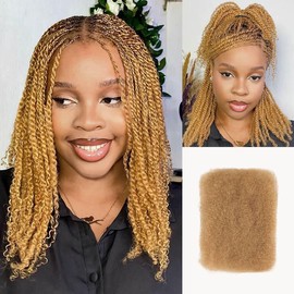 QVR 1 PCS Afro kinky Bulk Hair Extensions For Braiding Dreadlock Human Hair - Hair Color:: Honey Blonde, Hair Length:: 16''