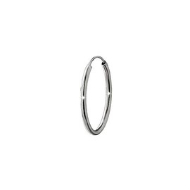 NKlaus Silver Single 925 Sterling Silver Hoop Earrings Rhodium-Plated, Sterling Silver