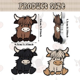 Vercraft 3 Pcs Highland Cow Tiered Tray Decor Mini Highland Cow Wooden Table Centerpiece Decorations Rustic Farmhouse Highland Cow Table Sign for Home Room Kitchen Table Decors