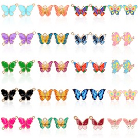 MARFOREVER 40Pcs/20 Pairs Butterfly Charms, Mixed Butterflies Charms for Jewelry Making, Assorted Enamel Butterfly Charm Pendants for Necklace Earring Bracelet Crafting