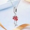 BEEUVIP Red Charming Rose Dangle Charm 925 Sterling Silver Bead