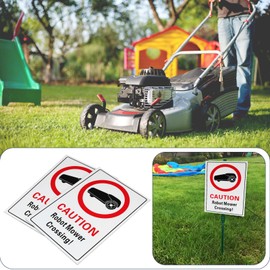 SG Store 2PCS Robot Lawnmower Warning Signs 300x200mm Aluminium Composite Weatherproof Digital Print Ideal for Outdoor Indoor Use（English）