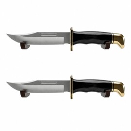 NANGOPOP Wood Wall Mounted Knife Holder, 2 Packs Wooden Knife Display Stand for Collections, V-Slot Blade Display Holder for Bowie Knives, Hunting Knives, Daggers