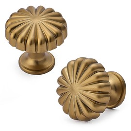 HARPOON Cabinet Knobs,Vintage Round Knob,Modern Pull Drawer Handle Wardrobe,Kitchen Bar Cabinet Hardware 6 Pack 1.14 inch Champagne Gold