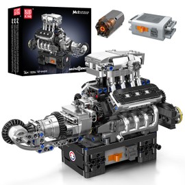 Mould King Supercar V8 Engine Building Blocks Sets, Build a Engine Model Kit That Runs, MOC Engineering Model Building Kit, 737 PCS Mini Engine Building Blocks for Adults