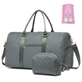Duffle Bag for Travel, Weekender Bag with Shoe Compartment, Carry On Overnight Bag for Women with Toiletry Bag, 50L Gym Bag with Wet Pocket, Hospital Bags for Labor and Delivery