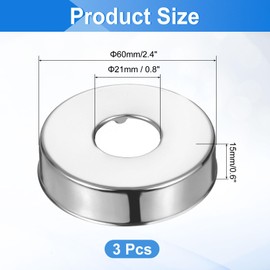 sourcing map 3 Pcs Shower Arm Flange, 0.8"x2.4"x0.6"(21x60x15mm) Stainless Steel Round Escutcheon Plate, Wall Split Flange, Wall-Mounted Water Pipe Cover for Pipe, Silver