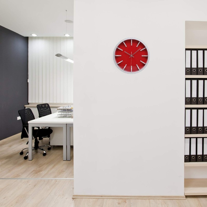 Kiera Grace Bold Modern-Contemporary Red Round Wall Clock, 12" x