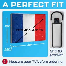 TV Covers Outdoor 43 Inch | Waterproof and Weatherproof TV Covers | Outdoor TV Enclosure | Smart Shield TV Screen Protector for Outside TV | Cover for Moving | TV Display Protectors - France Flag