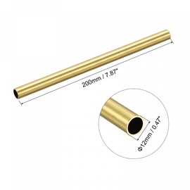 sourcing map Brass Round Pipe 12 mm OD 1 mm Wall Thickness 200 mm Length Pipe Hose