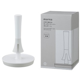 Marna (Marna) Kitchen Paper Holder L (Fits Large Sizes Like Costco/Can Be Cut with One Hand) Kitchen Towel Holder (Securely Fixed with Suction Cup) Paper Towel Holder White K816W