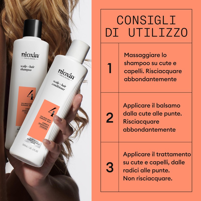Nioxin Sistema 4 Kit Trifasico Shampoo 300ml Conditioner 300ml Treatment