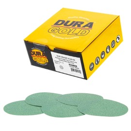 Dura-Gold Premium 5" Green Film Sanding Discs - 320 Grit (Box of 50) - Hook & Loop Backing Sandpaper Discs for DA Sanders, Finishing Medium Fine Cut Abrasive - Sand Automotive Paint, Woodworking Wood