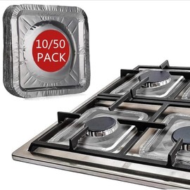 Aluminum Foil Gas Stove Protector, Gas Stove Top Cover, For Collecting Oil, Oils And Food Spill, Kitchen Accessories, Essential Items - Color: Silver, Specification: 50pcs