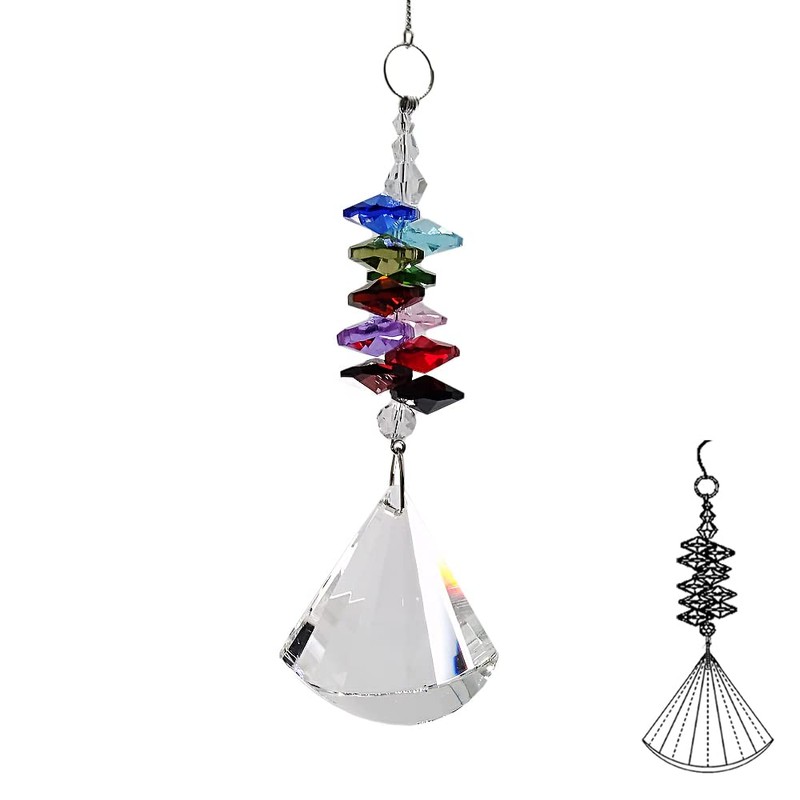 Suncatcher Crystal Triangle with Colourful Crystal Stones Sun Catcher for
